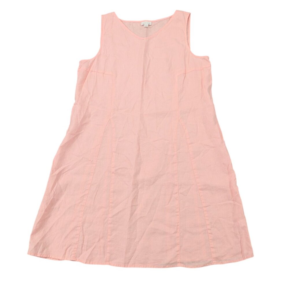 J. JILL 100% Linen Shift Dress L Baby Pink Pastel Sleeveless Loose Lagenlook - Picture 1 of 6